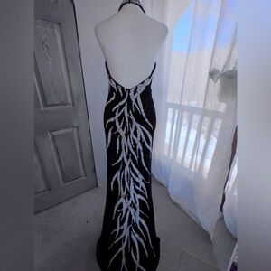 Black Ice Sequin Halter Gown - Size 4 (Joyani)